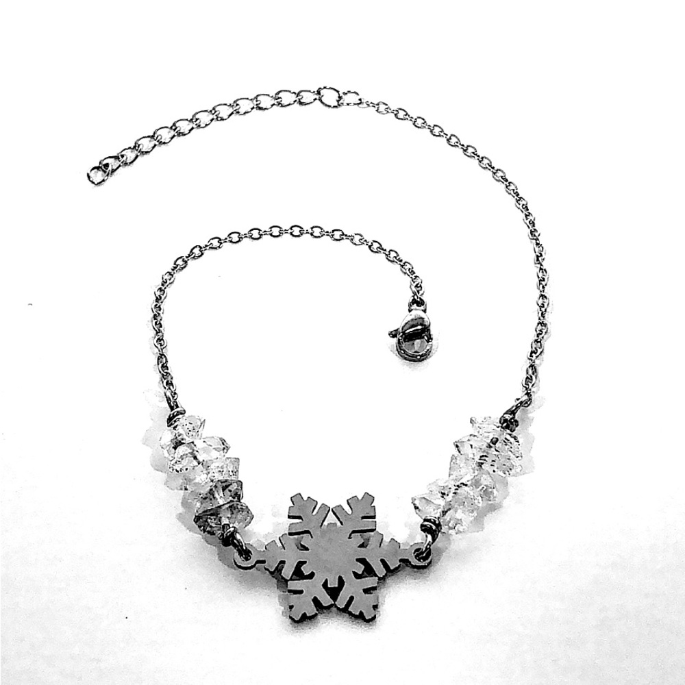 SS Herkimer Diamond Snowflake Bracelet